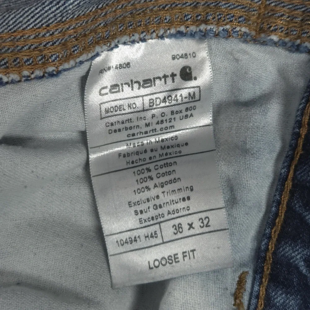 Carhartt Loose Fit Mens Size 36x32 Distressed Grunge Blue Denim Jeans BD4941-M